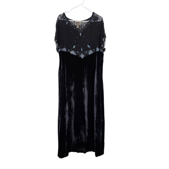 April Cornell Women's Vintage Velvet Beaded Lace Shoulder Midi Dress - Picture 1 of 6
